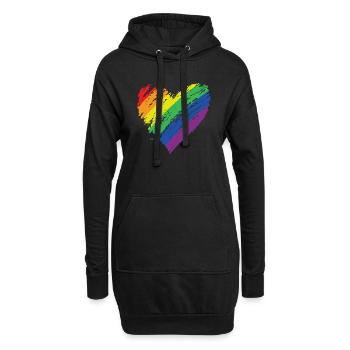 LGBT Arc-en-ciel Gay Coeur Homosexualité - Sweat-shirt à capuche long Femme - noir - Devant