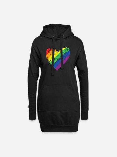 LGBT Regenbogen Schwul Herz Homosexualität - Hoodie-Kleid - Schwarz