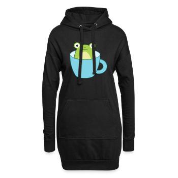 Frosch in der Tasse - Hoodie-Kleid - Schwarz - Vorne