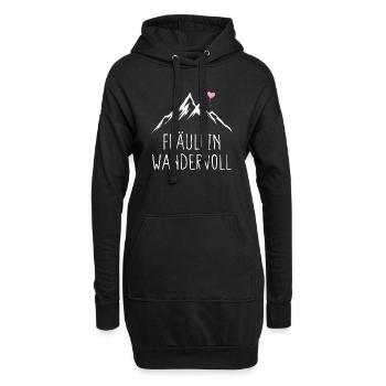 Fräulein Wandervoll Wandern Trekking Damen - Hoodie-Kleid - Schwarz - Vorne