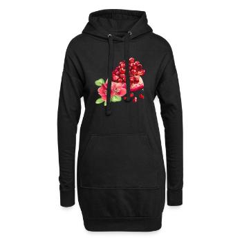 Granatapfelstück, Blumen und Granatapfelkerne - Hoodie-Kleid - Schwarz - Vorne