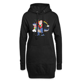 Weihnachtsmann reitet Trex Dinosaurier Weihnachten - Hoodie-Kleid - Schwarz - Vorne