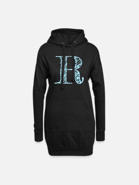 Buchstabe "R" Comic Blau - Hoodie-Kleid - Schwarz
