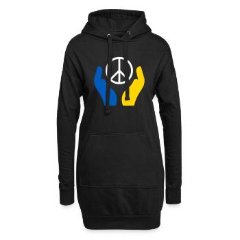 Ukraine Signe de paix sur deux mains - Sweat-shirt à capuche long Femme - noir - Devant