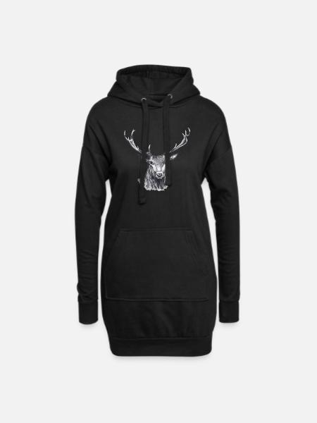 Hirsch - Hoodie-Kleid - Schwarz