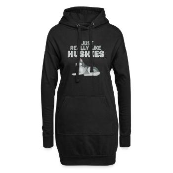 J’aime vraiment Huskies Dog Gift - Sweat-shirt à capuche long Femme - noir - Devant