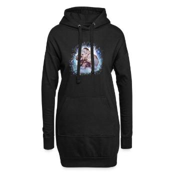 babyelefant,elefant,graffiti,blau,malerei - Hoodie-Kleid - Schwarz - Vorne