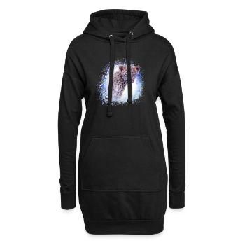 léopard, chat, chat sauvage, graffiti, peinture, bleu - Sweat-shirt à capuche long Femme - noir - Devant