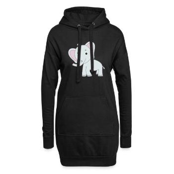 Elefant niedlich - Hoodie-Kleid - Schwarz - Vorne