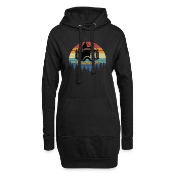 Snowboard mit Vintage Sunset - Hoodie-Kleid - Schwarz - Vorne