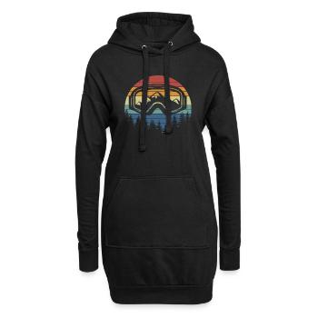 Snowboard avec montagnes et coucher de soleil vintage - Sweat-shirt à capuche long Femme - noir - Devant