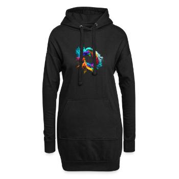 Bunte Staubwolken-Explosion - Hoodie-Kleid - Schwarz - Vorne