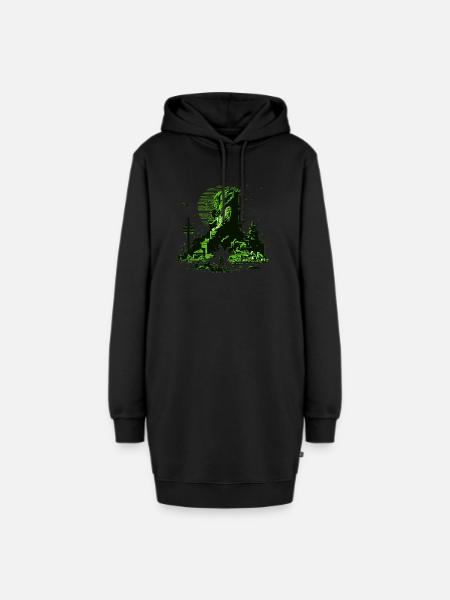 Science Fiction Artwork in 8 Bit Videospiel Grafik - Hoodie-Kleid - Schwarz