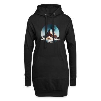 Tente au bord du lac et à la montagne - Sweat-shirt à capuche long Femme - noir - Devant