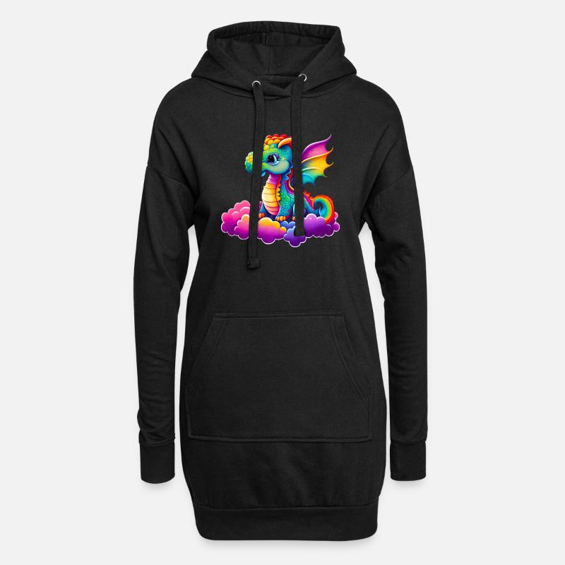 Süßer kleiner Drache - Hoodie-Kleid - Schwarz