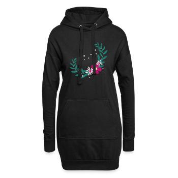 Flower Blume Pflanze - Hoodie-Kleid - Schwarz - Vorne