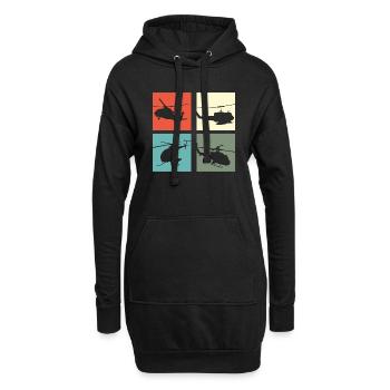 Helikopter Vintage - Hoodie-Kleid - Schwarz - Vorne