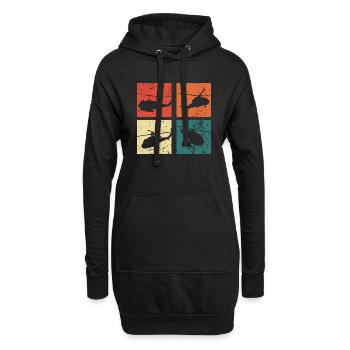 Hubschrauber Pilot Vintage Geschenk - Hoodie-Kleid - Schwarz - Vorne