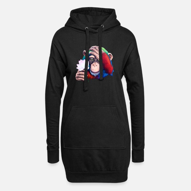 Monkey Loves Nature - Graffiti - Hoodie-Kleid - Schwarz