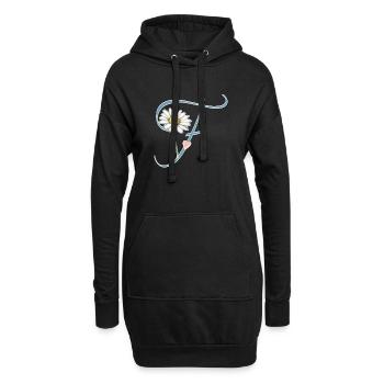 Lettre F Cœur de Marguerite - Sweat-shirt à capuche long Femme - noir - Devant