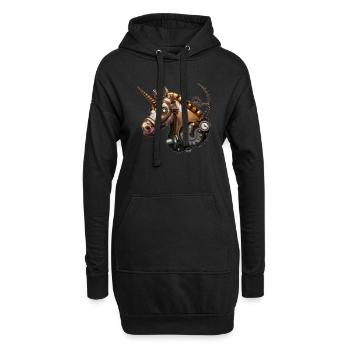 Licorne Steampunk - Sweat-shirt à capuche long Femme - noir - Devant