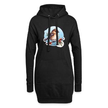 Braunkehlchen im Winter - Hoodie-Kleid - Schwarz - Vorne