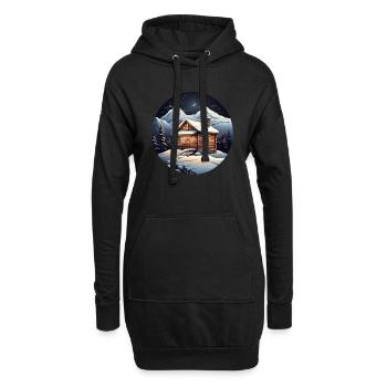 Chalet enneigé - Sweat-shirt à capuche long Femme - noir - Devant