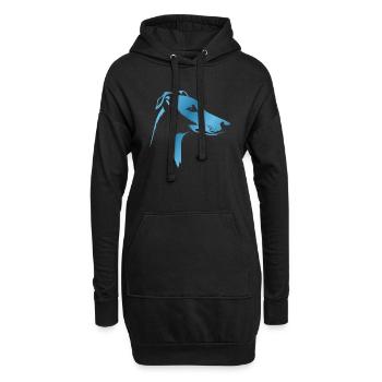 Lévrier Lévrier, tête de chien, dessin bleu - Sweat-shirt à capuche long Femme - noir - Devant