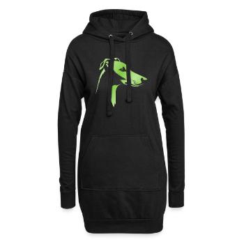 Lévrier Lévrier, Tête De Chien, Dessin Vert - Sweat-shirt à capuche long Femme - noir - Devant