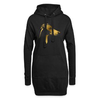 Greyhound greyhound, dog head, drawing gold - Hoodie Dress - black - Front