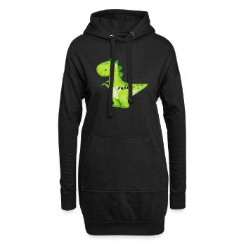 Geburtstagsaufdruck Dino, grün - Hoodie-Kleid - Schwarz - Vorne