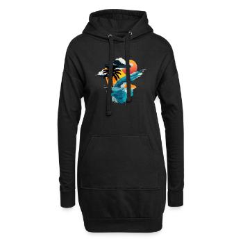 Sonnenuntergang am Meer - Sonne, Meer und Palme - Hoodie-Kleid - Schwarz - Vorne