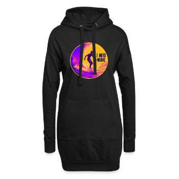 I Need Wave - Surfer - Hoodie Dress - black - Front