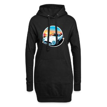 voiture vintage couché de soleil - Sweat-shirt à capuche long Femme - noir - Devant