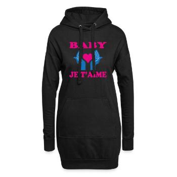 BABY JE T'AIME - Sweat-shirt à capuche long Femme - noir - Devant