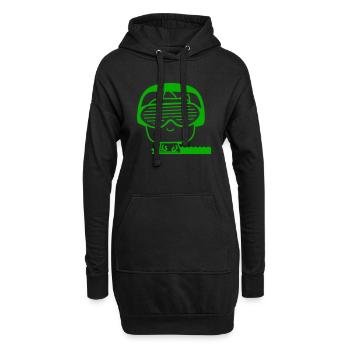 Süßer kleiner DJ Dinosaurier Mischpult Party Musik - Hoodie-Kleid - Schwarz - Vorne