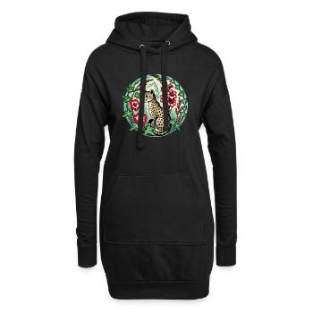 Guépard vintage - Sweat-shirt à capuche long Femme - noir - Devant