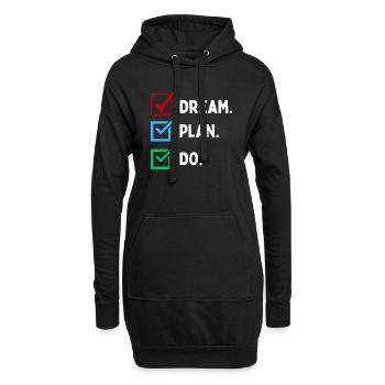 Dream Plan Do Checkliste Design - Hoodie-Kleid - Schwarz - Vorne