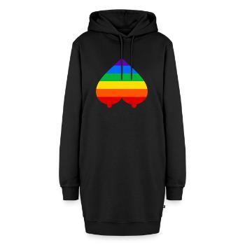 Regenbogen - Hoodie-Kleid - Schwarz - Vorne - AI Model Female 172 light (172cm)