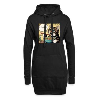 J’adore les ramen chat - Sweat-shirt à capuche long Femme - noir - Devant
