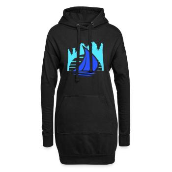 Schiff Sonne Streifen Matrose Kapitän Wasser Boot - Hoodie-Kleid - Schwarz - Vorne