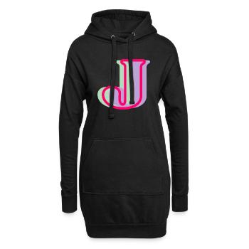 Mehrfarbiger Buchstabe j - Hoodie-Kleid - Schwarz - Vorne