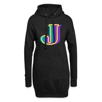 Mehrfarbiger Buchstabe j - Hoodie-Kleid - Schwarz - Vorne