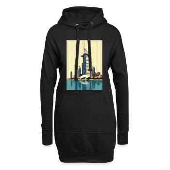 Dubai Skyline – Burj Khalifa und Moderne Wüstensta - Hoodie-Kleid - Schwarz - Vorne