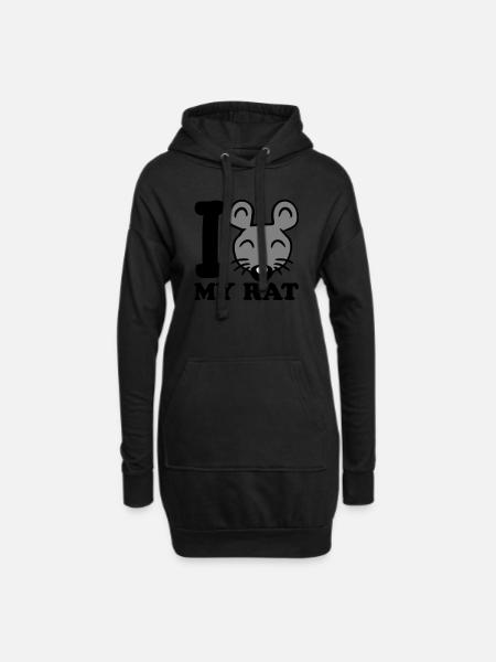 I Love My Rat Text Spruch Maus Süße Kleine Ratte - Hoodie-Kleid - Schwarz