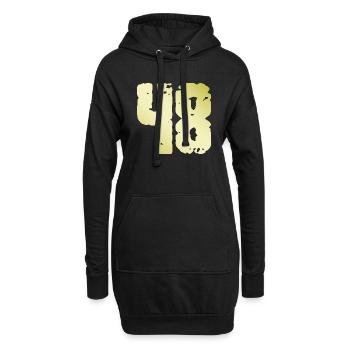 48 Zahl Vintage - Hoodie-Kleid - Schwarz - Vorne
