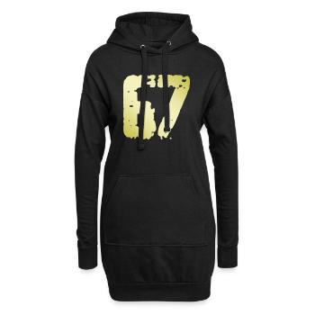 67 Zahl Vintage - Hoodie-Kleid - Schwarz - Vorne