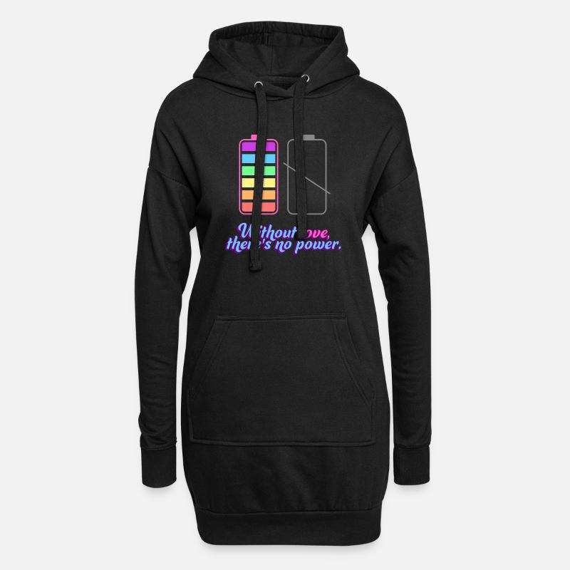 No power without Love - Hoodie-Kleid - Schwarz