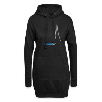voilier bateau capitaine de mer - Sweat-shirt à capuche long Femme - noir - Devant