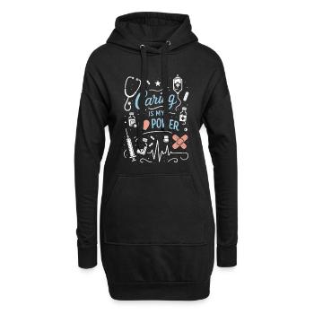 Pflege Beruf Caring is my Power - Hoodie-Kleid - Schwarz - Vorne